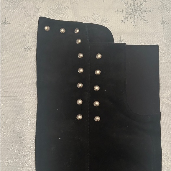 Stuart Weitzman Black Suede Knee-High Wedge Boots - Picture 5 of 14